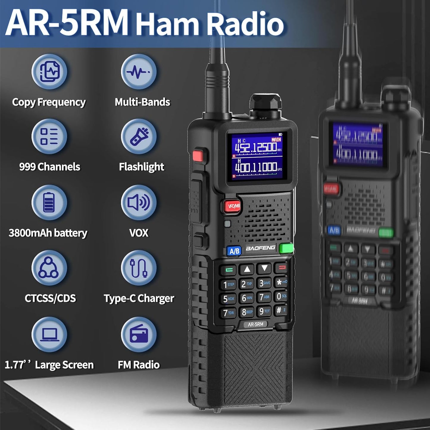 PROGRAMMED AR-5RM RADIO With EXTENDED BATTERY